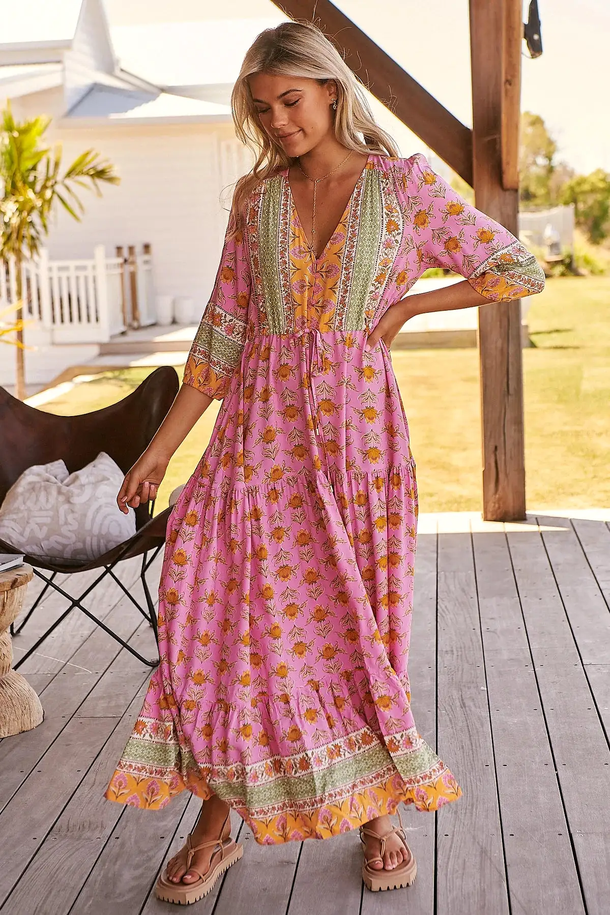 Tessa Maxi Dress Blushing Meadow Print