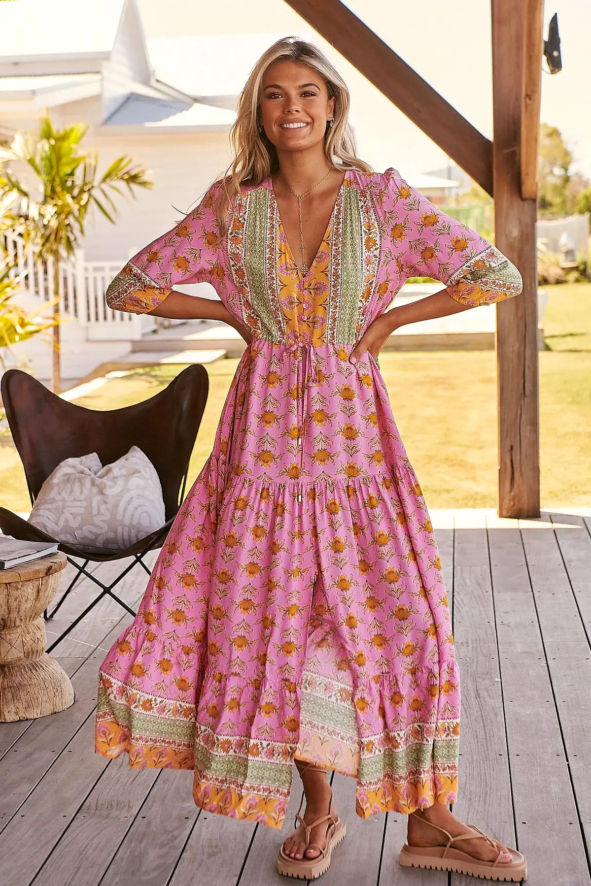 Tessa Maxi Dress Blushing Meadow Print