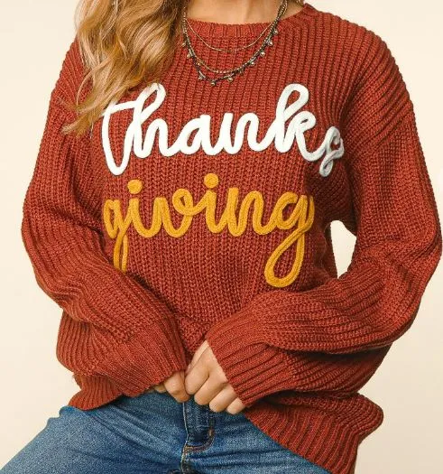 THANKSGIVING LONG SLEEVE LOOSE FIT PULLOVER