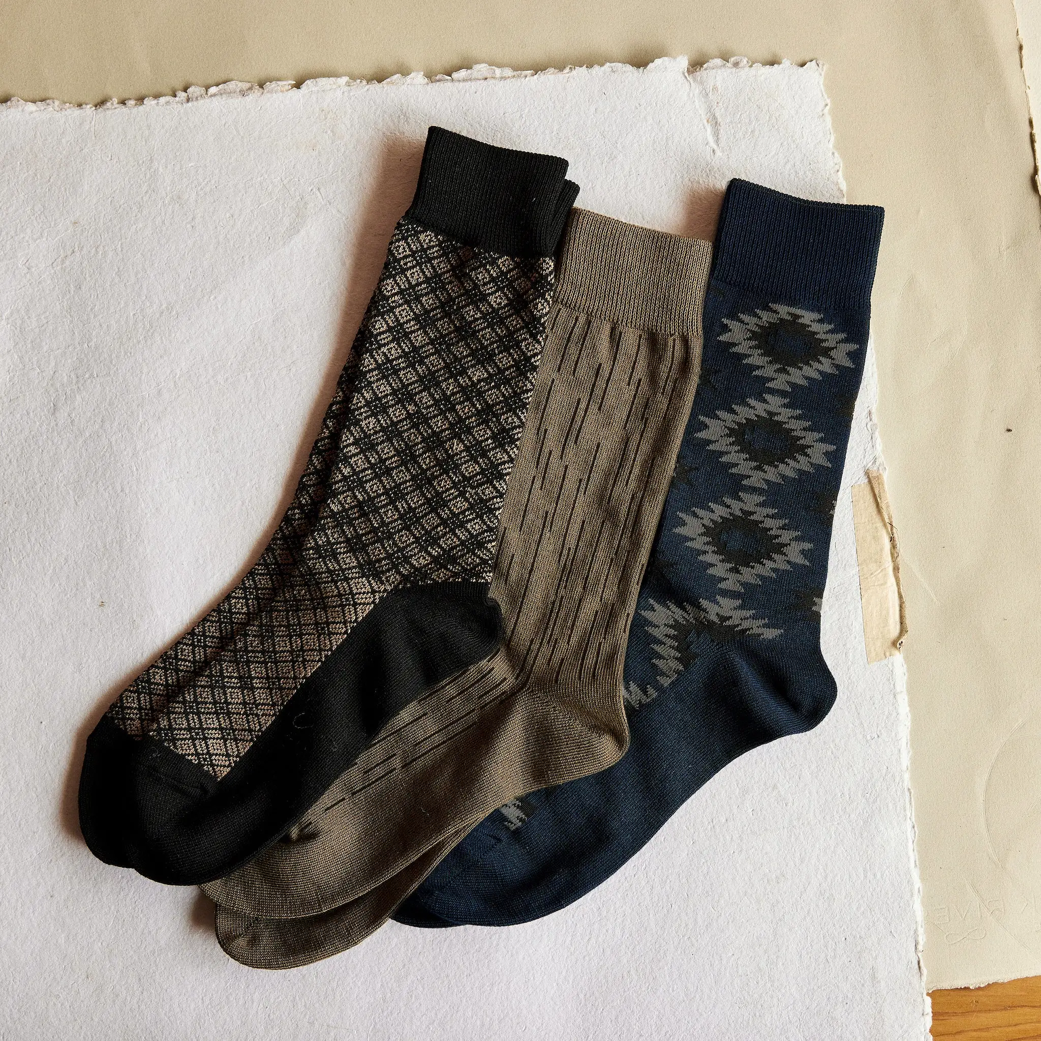 The Crew Sock in Navy Kilim