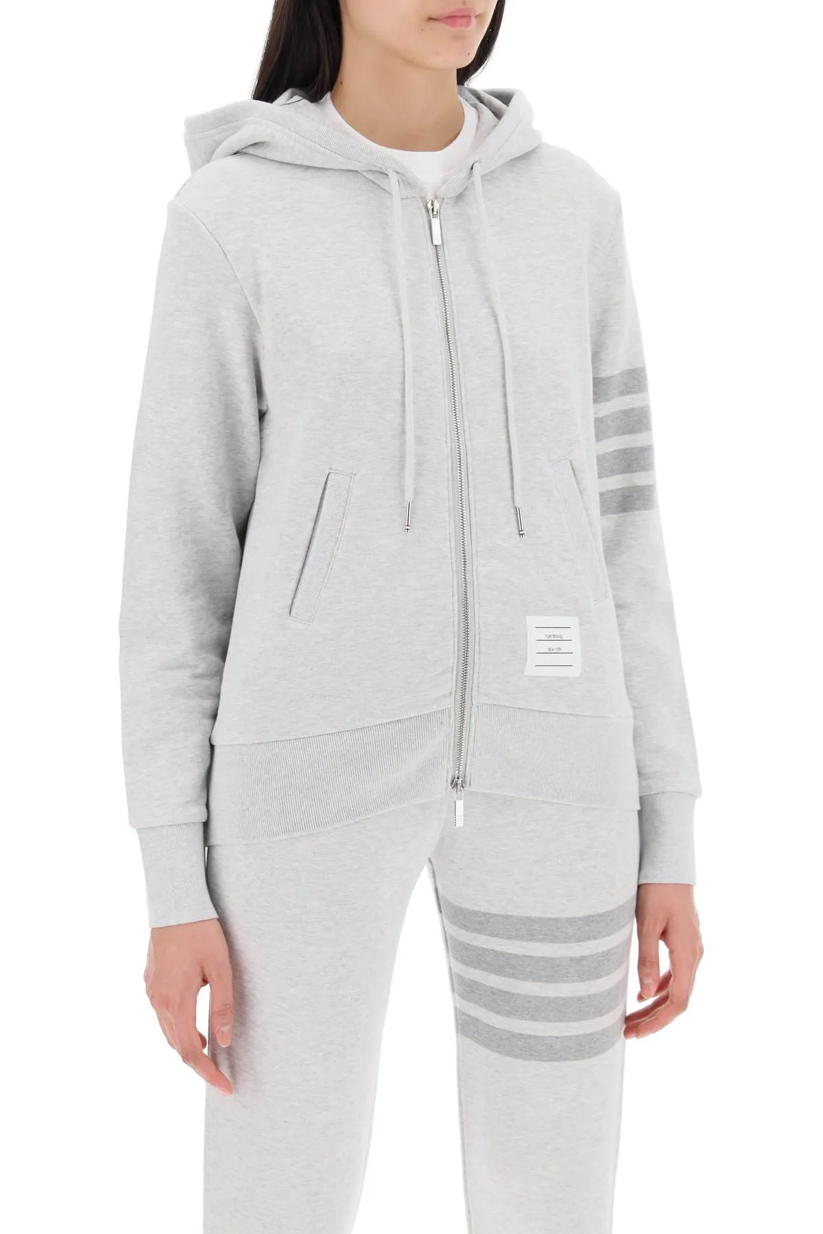 Thom Browne    Thom Browne 4 Bar Hoodie With Zipper And