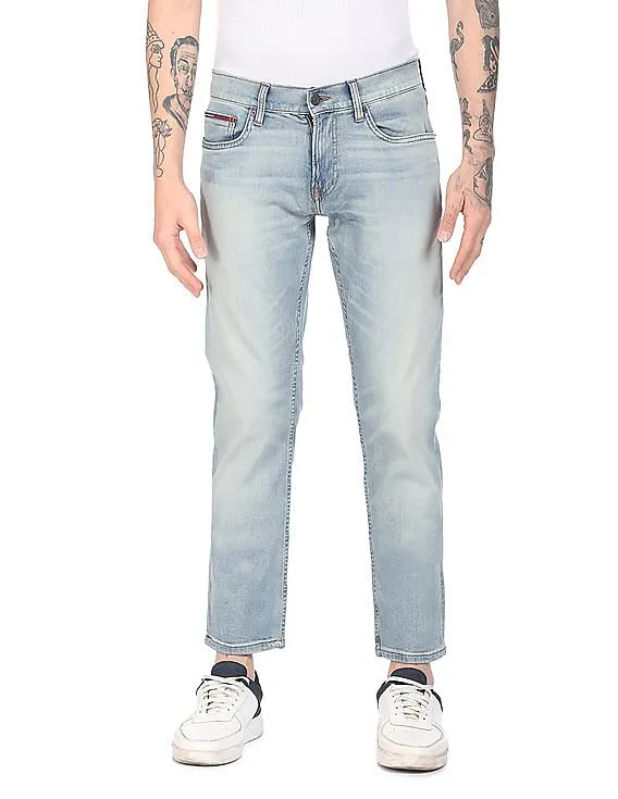 Tommy Hilfiger Men Light Blue Mid Rise Scanton Slim Fit Jeans