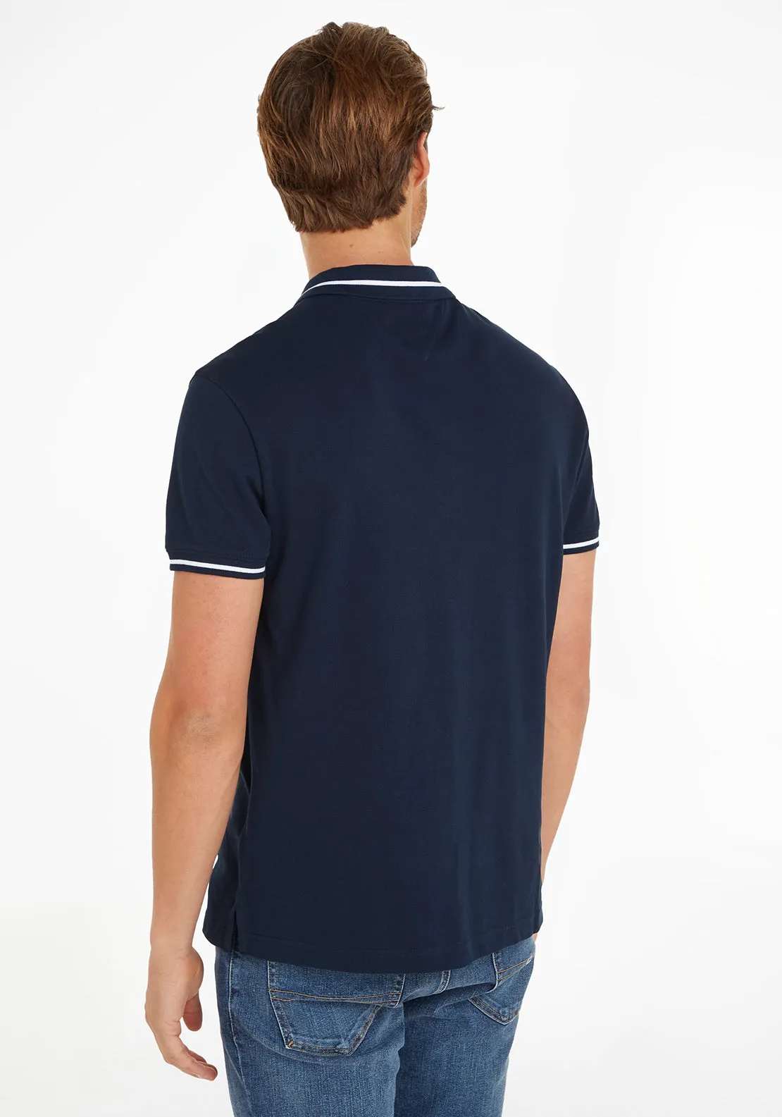 Tommy Jeans Tipped Collar Polo Shirt, Dark Night Navy