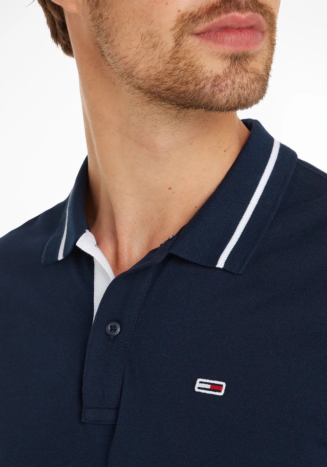 Tommy Jeans Tipped Collar Polo Shirt, Dark Night Navy