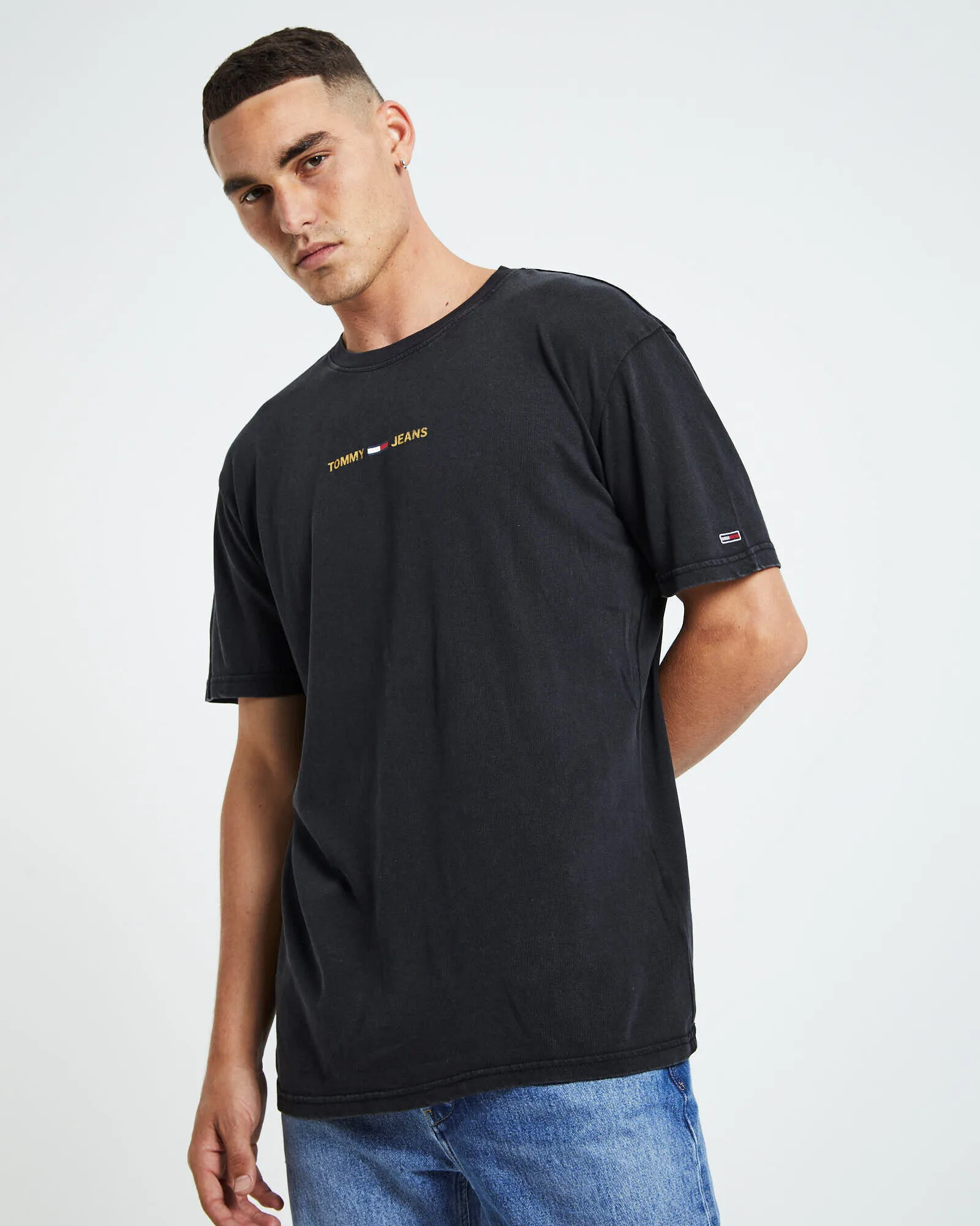 Tommy Jeans TJM Metallic Linear Logo T-Shirt Black