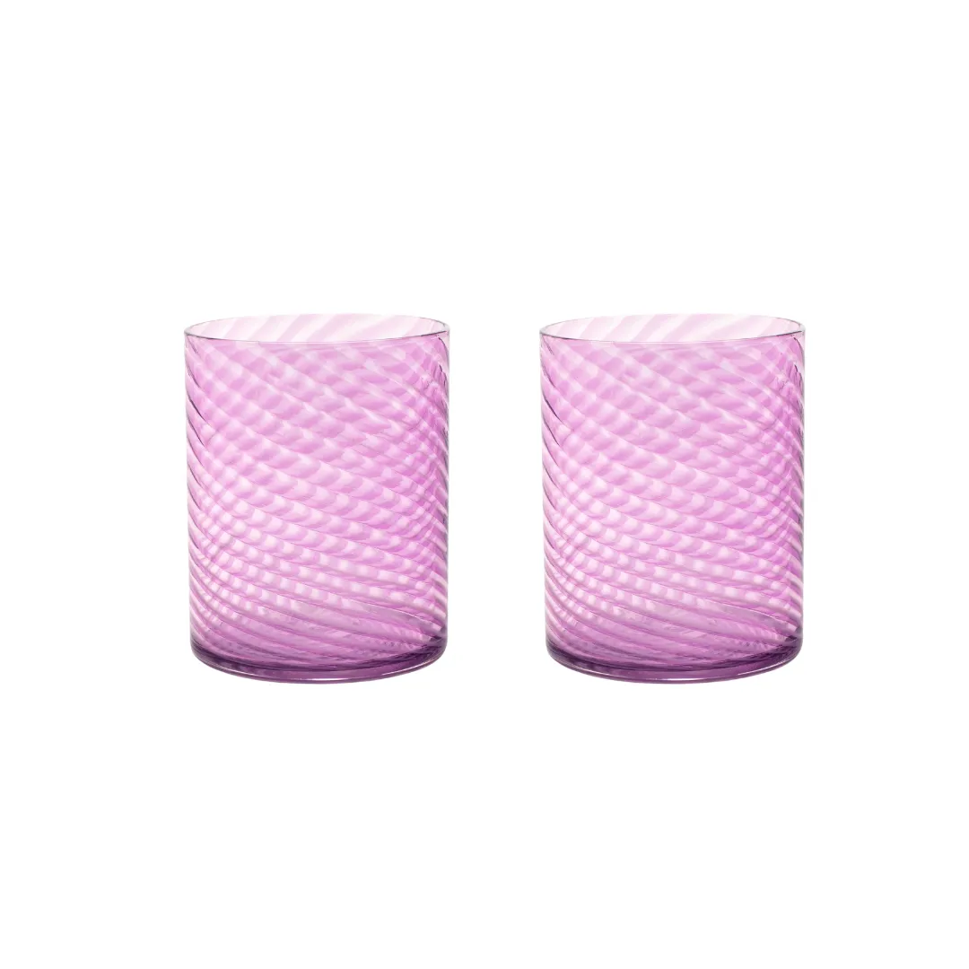 Twisty Drinking Glasses in Reddish Amethyst