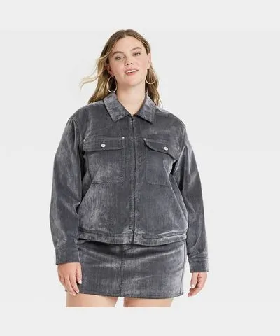 Universal Thread Women's Flocked Denim Jacket - Universal Thread™ Gray