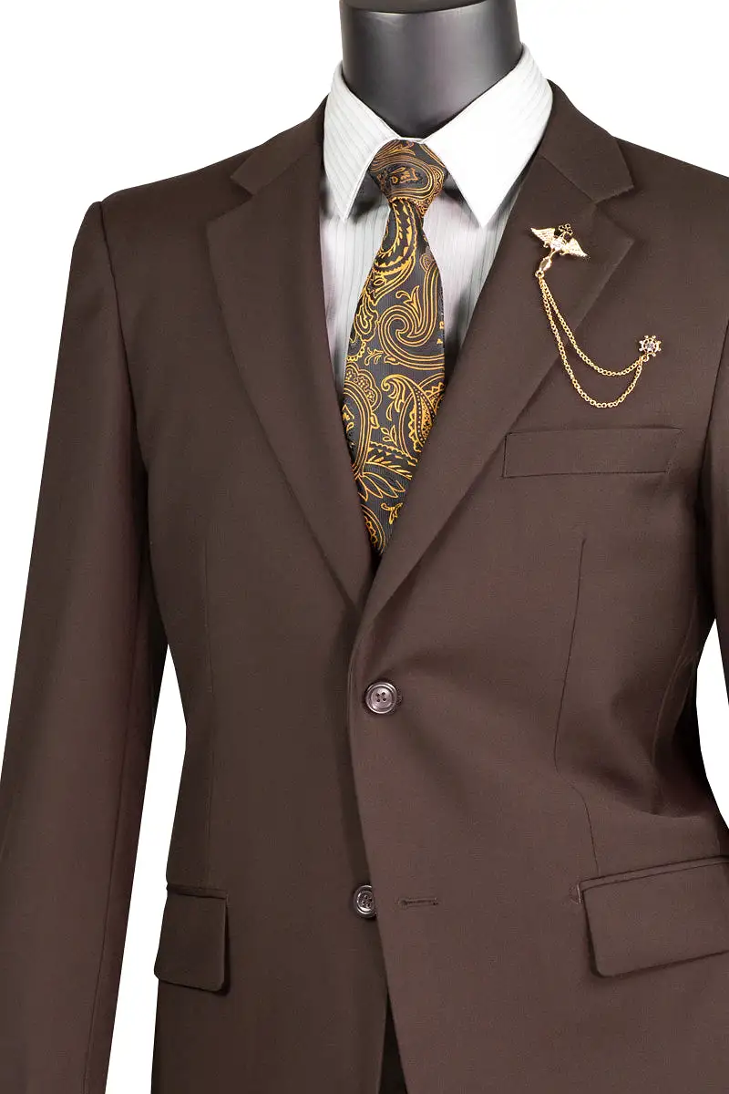 Vinci Executive 2 Piece Suit with 2″ Adjustable Waist Band (Brown) F-2C900