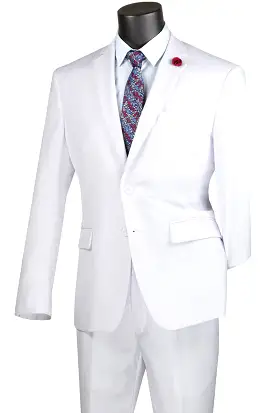 Vinci Executive 2 Piece Suit with 2″ Adjustable Waist Band (White) F-2C900