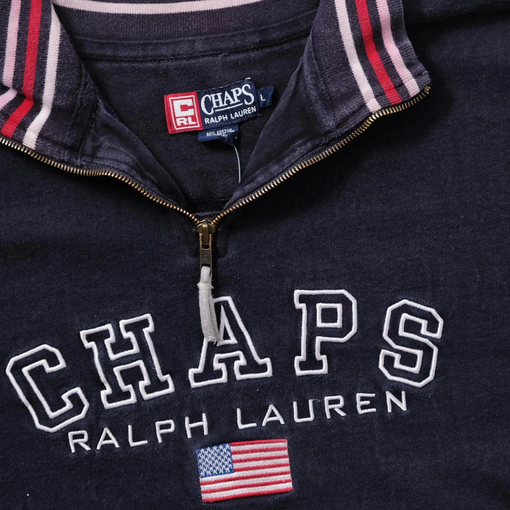 Vintage Chaps By Ralph Lauren Q-Zip Sweater Large