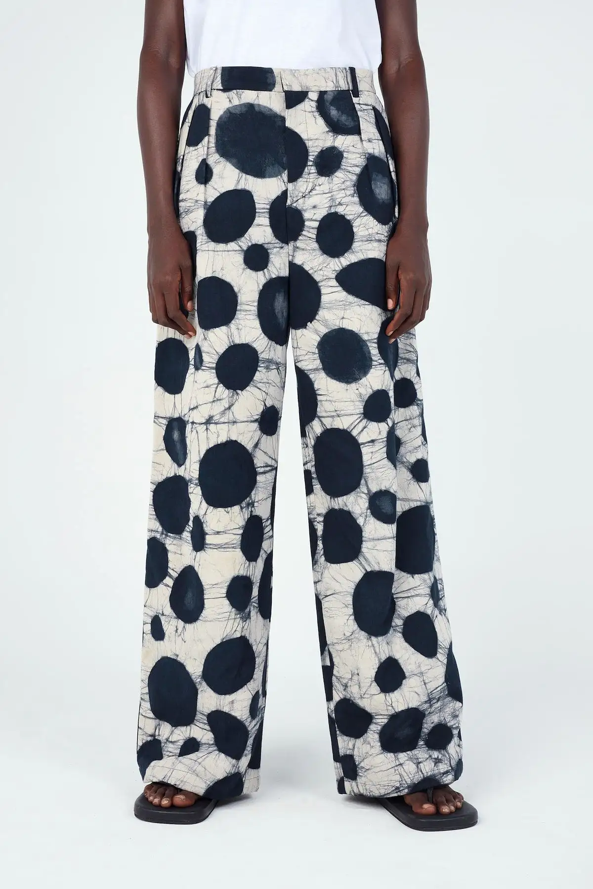 Watercolor Spotted Wide-Leg Pants