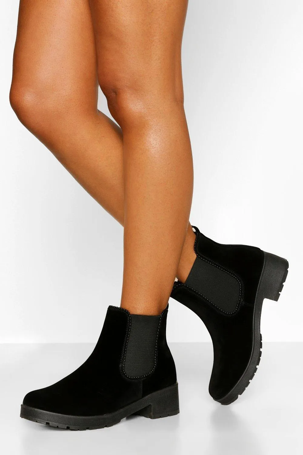 Wide Width Stud Detail Chunky Chelsea Boot