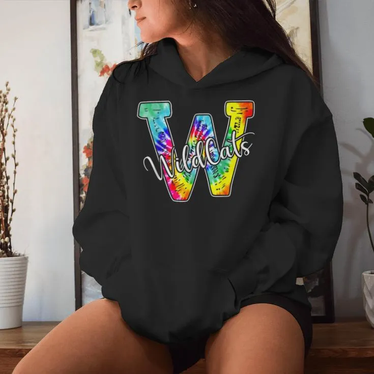 Wildcats School Spirit Tie Dye Back To School Girls Women Hoodie