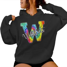 Wildcats School Spirit Tie Dye Back To School Girls Women Hoodie