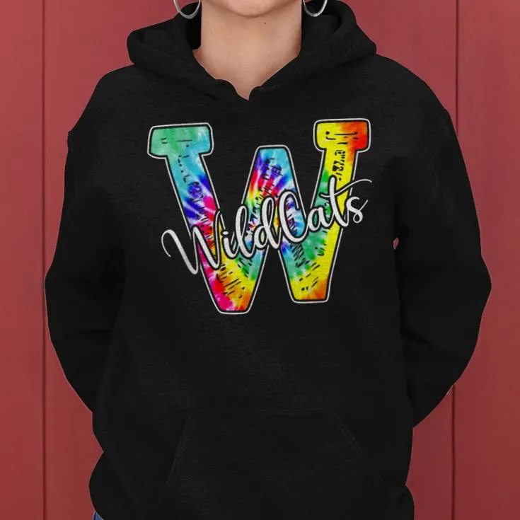 Wildcats School Spirit Tie Dye Back To School Girls Women Hoodie