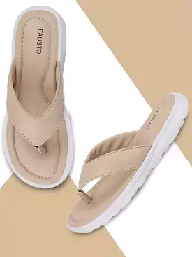 Women Beige Slippers & Flip Flops