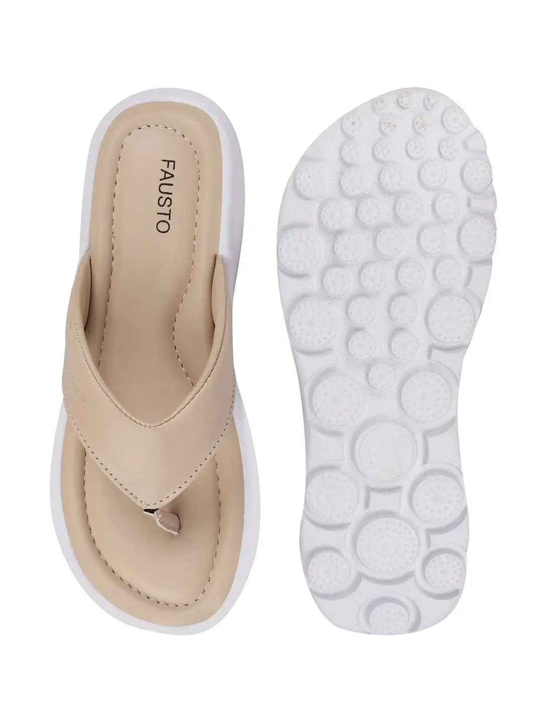 Women Beige Slippers & Flip Flops