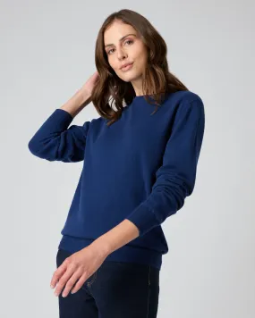 Women's Oxford Round Neck Cashmere Jumper French Blue