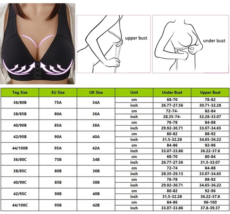 Women's Sexy Lavender Seamless Front Closure Wire Free Full Cup Push-Up Bra