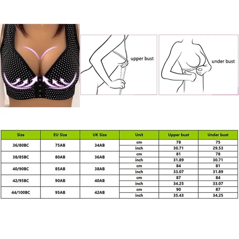 Women's Sexy Red Seamless Front Closure Wire Free Full Cup Push-Up Bra