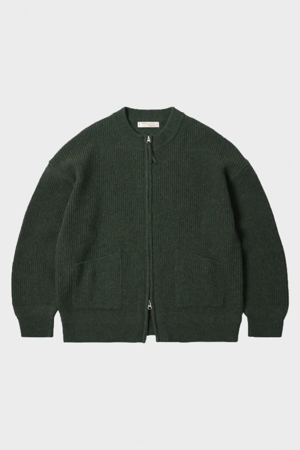 Wool Deck Zipup Cardigan - Forest Green