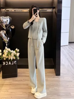 Xiaoxiangfeng high-end fashion suit for women, spring and autumn temperament, professional casual sports wide-leg trousers two-p