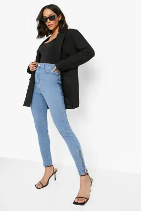 Zip Hem High Waist Skinny Jeans